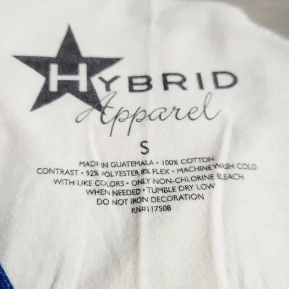 Hybrid Apparel Raglan 3/4 Sleeve T-shirt 100% Cotton LIVE FREE FLAG Women Size S - Picture 8 of 9